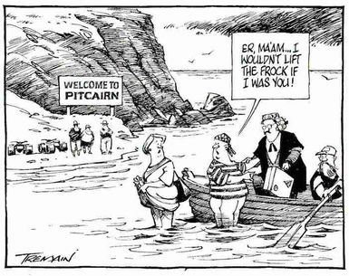 Tremain, Garrick, 1941- :Er, ma'am... I wouldn't lift the frock if I was you! Otago Daily Times, 29 September 2004.
