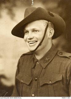 Studio portrait of NX47935 Lance Corporal (L Cpl) Kevin Victor Geyer, No. 1 Independent Company, of Tenterfield, NSW. L Cpl Geyer enlisted and served on the island of New Ireland. He was taken ..