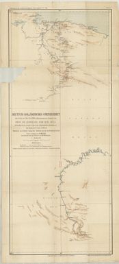 Forschungen im Innern der Insel Neuguinea : (Bericht des Fuhrers uber die wissenschaftlichen Ergebnisse der deutschen Grenzexpedition in das westliche Kaiser-Wilhelmsland 1910): Karte 1. Deutsch-Hollandisches Grenzgebiet nach den von Mai-Nov. 1910 aufgenommenen Routen ... 1:300,000