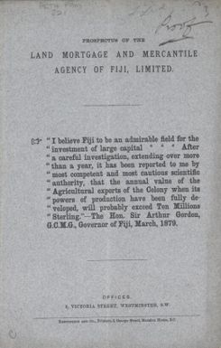 Prospectus of the Land Mortgage and Mercantile Agency of Fiji, Limited.