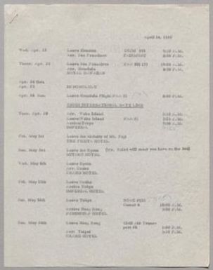 [Harris L. and Ruth Kempner Travel Itinerary, April 14, 1959]