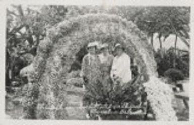 Through rainbow tinted coral arch