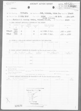 VMTB-134 - ACA Rep #80 - Bombing Targets in the palau islands on 7/3/45