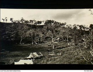 Port Moresby, New Guinea. 1942. The headquarters of the 67th Anti-Aircraft Searchlight Battery