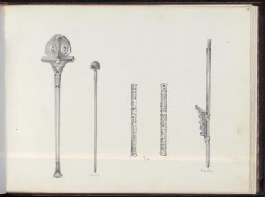 [Drawings of objects used in war and ceremonies] [Charles-Claude Antiq]