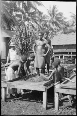 Treading cocoa beans, Karkar Island, New Guinea, 1935 / Sarah Chinnery