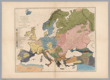 Ethnographical Map of Europe, in the Earliest Times, Illustrative of Dr. Pritchard's Natural History of Man and His Researches into the Physical History of Mankind. Second Edition - 1861.