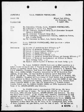 USS FREDERICK FUNSTON - Report of Operations, Period 7/22-28/44 – Landings on Guam Island, Marianas