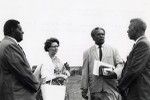 Assembly of the Pacific conference of Churches in Chepenehe, 1966 : Rev. Miko Baleivevata, Miss Allison Down, Rev. Setareki Tuilovoni and a representative of Samoa Islands