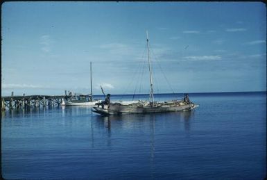 Lisu and trading canoe leaving Mapamoiwa village (2) : Mapamoiwa Station, D'Entrecasteaux Islands, Papua New Guinea, 1956-1959 / Terence and Margaret Spencer