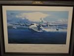 The Coral Route : this print depicts 'ARANUI' (Main Pathway) ZK-AMO taking off from Auckland. A Short S45a. Solent Flying Boat operated by Tasman Empire Air LTD (1940-1960) Between New Zealand, Australia also Fiji, Samoa, Tonga and Tahiti