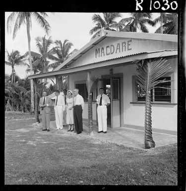 New Zealand officials outside the new community centre at Alofi, Niue - Photograph taken by Mr Clayton