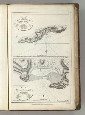 (Two charts on one sheet). Plan of a Part of the Island of Maouna (Pago Pago, Samoa), Visited by the Boussole & the Astrolabe in December 1787. Plan of Massacre Cove on the North West Side of Amouna, one of the Navigators Islands. Published as the Act directs Novr. 1st 1798, by G.G. & J. Robinson, Paternoster Row. S. Neele Sculpt., Strand. No. 65.
