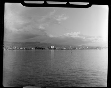 Apia waterfront, Upolu, Samoa, showing buildings and lagoon