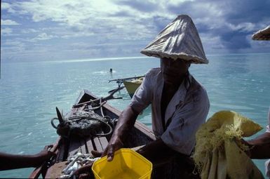 Canoes fishing