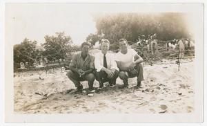 [Ross Copper, Harry Hughes, and Robert Reynolds at Waikiki Beach]