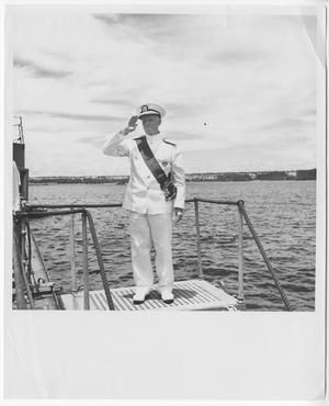 [Admiral Chester W. Nimitz Salutes on Board HMS Duke of York]