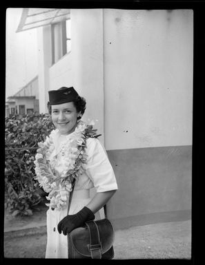 Miss Arkle, air hostess, TEAL (Tasman Empire Airways Limited), Papeete, Tahiti