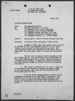 LCI(L)-736 - Report of action in the Palau Islands, 5/6/45