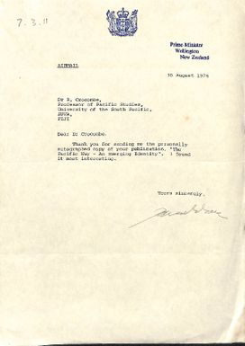 Letter from Robert Muldoon