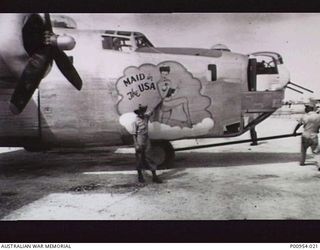 NADZAB, MARKHAM VALLEY, NEW GUINEA. 1944-02. UNITED STATES 5TH AIR FORCE (HEAVY BOMBER GROUP) WITH WHICH UNIT NO 1 WIRELESS UNIT RAAF WAS WORKING AT THAT TIME. JAPANESE KANA WIRELESS INTERCEPT ..