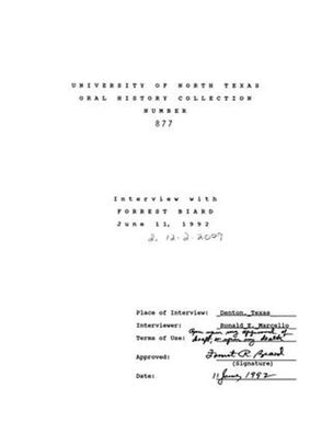 Oral History Interview with Forrest Biard, June 11, 1992