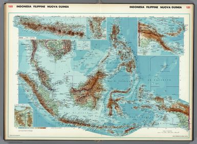 Indonesia, Filippine, Nuova Guinea. (insets) Djakarta; Surbaja; Is. Paracel; Giava (Java); Manila; Nuova Guinea, Papua.