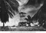 Wooden signal station left from Operation Crossroads, summer 1949