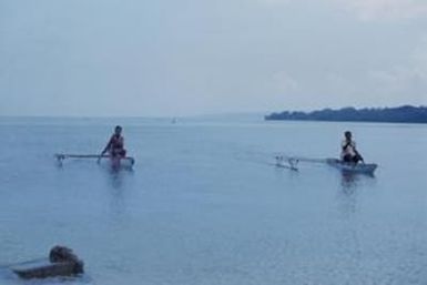 [Outrigger canoes in Port Vila, Vanuatu]