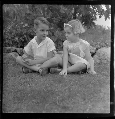 Lee family children in the garden, Fiji