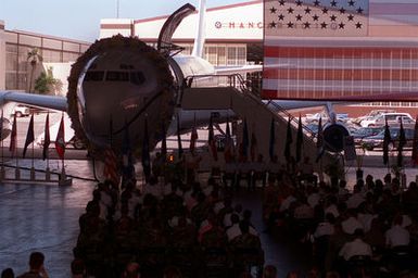 Overall view of the roll-out ceremony, 635th AMSS. Ceremony honored the renovation of COMPACAF, GEN John G. Lorber's aircraft