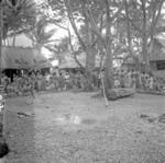 Procession walking through village