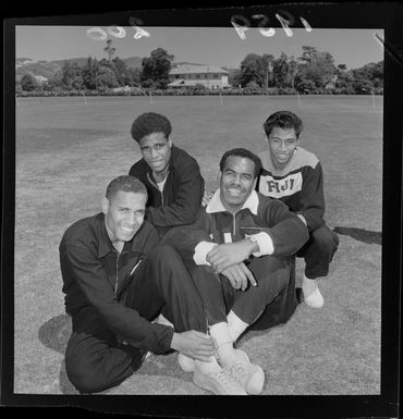 Unidentified members of a Fiji athletic team at an event in Lower Hutt