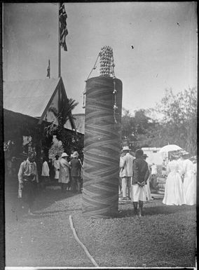 Group of Europeans outside a building, Fiji, ca. 1920 / E.W. Searle