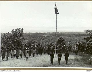 HOPOI, NEW GUINEA, 1943-10-30. ALL THE VILLAGE CHIEFS (LULUAIS) AND THEIR SECONDS IN COMMAND (TULTULS) ATTENDED A CONFERENCE WITH NX155085 CAPTAIN R.G. ORMSBY OF THE AUSTRALIAN AND NEW GUINEA ..