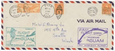 [First flight air mail cover addressed to Bill Boeing, Jr., Seattle, Washington, October 5, 1935]