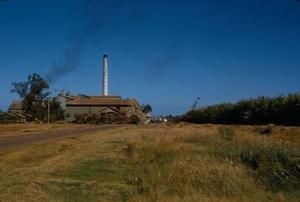 [Landscape with sugar mill on Kauai Island, United States]