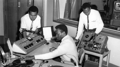 Pearson Vetuna, Joaph Eremas and Mark Kono in ABC Canberra studio