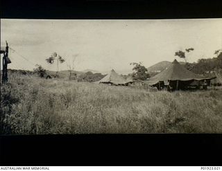 Apoka Valley, Papua. 1943-01. Tents of the 135th Medical Regiment, U.S. Army, just after arrival at the site of the future 750-bed Port Moresby Evacuation Hospital. Construction began on 1943-02-03 ..