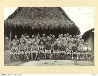 THE SEVENTEEN MILE, PORT MORESBY, NEW GUINEA. 1943-07-03. OFFICERS OF THE 2/9TH AUSTRALIAN GENERAL HOSPITAL. SHOWN: VX20305 MAJOR A.V. JACKSON (1); NX70610 CAPTAIN W.P. RYAN (2); VX55182 MAJOR J.I. ..
