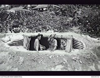 OCEAN ISLAND. C.1940. A MACHINE GUN EMPLACEMENT IN THE VICINITY OF THE INDENTURED NATIVE LABOURERS QUARTERS. (NAVAL HISTORICAL COLLECTION)