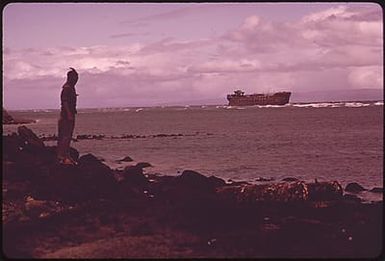 "SHIPWRECK BEACH" ON THE ISLAND'S EASTERN SHORE--SO CALLED FROM THE MANY SHIPS THAT HAVE RUN AGROUND ON ITS REEFS. PROPOSED URBAN DEVELOPMENT ON THE ISLAND WILL END NEAR THIS BEACH