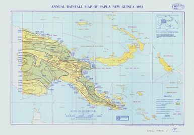 Annual rainfall map, Territory of Papua and New Guinea (Recto 1973)