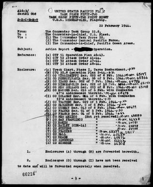 COMTASK-GROUP 52.8 - Act Rep, 1/30/44 to 2/5/44, Marshall Islands