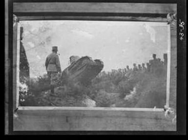 [Negative of Soldiers with Tank]