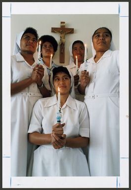 Pacific Island women entering the Missionary Sisters of the Society of Mary, Upper Hutt - Photograph taken by Jon Hargest