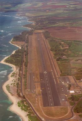 Dillingham Air Field on the northwest corner of the island. This former Air Force base is now used by the Air Force parachute team and flying club as a training site. The 9,000 runway is also available to all the services as an emergency subsidiary landing site