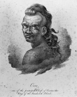 Arago, Jacques Etienne Victor, 1790-1855 :Ooro, one of the principal chiefs of Ouriouriou. King of the Sandwich Islands. [1823]