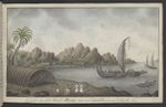 Artist unknown: Gezigt van het Eiland Ulietea met eene dubbele praauw en een schuiten-huis [1769. Copied ca 1785]