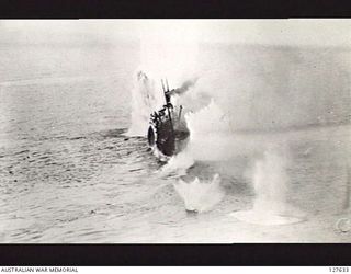 WEWAK, NEW GUINEA. 1944-03-19. ATTACK BY BOSTON BOMBER AIRCRAFT ON JAPANESE SHIPPING OFF MUSCHU ISLAND